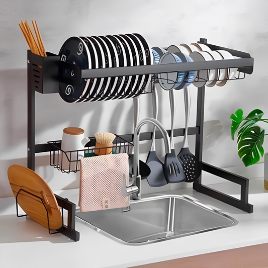 Escurridor de platos +  Dispensador con Esponja para cocina